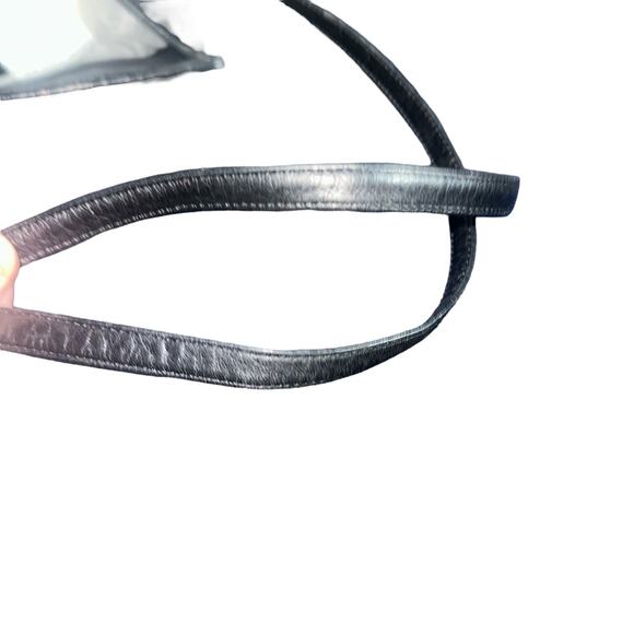 Enzo Angiolini Black Woven Leather Tote Shoulder Bag Genuine Leather Handbag - Picture 4 of 11